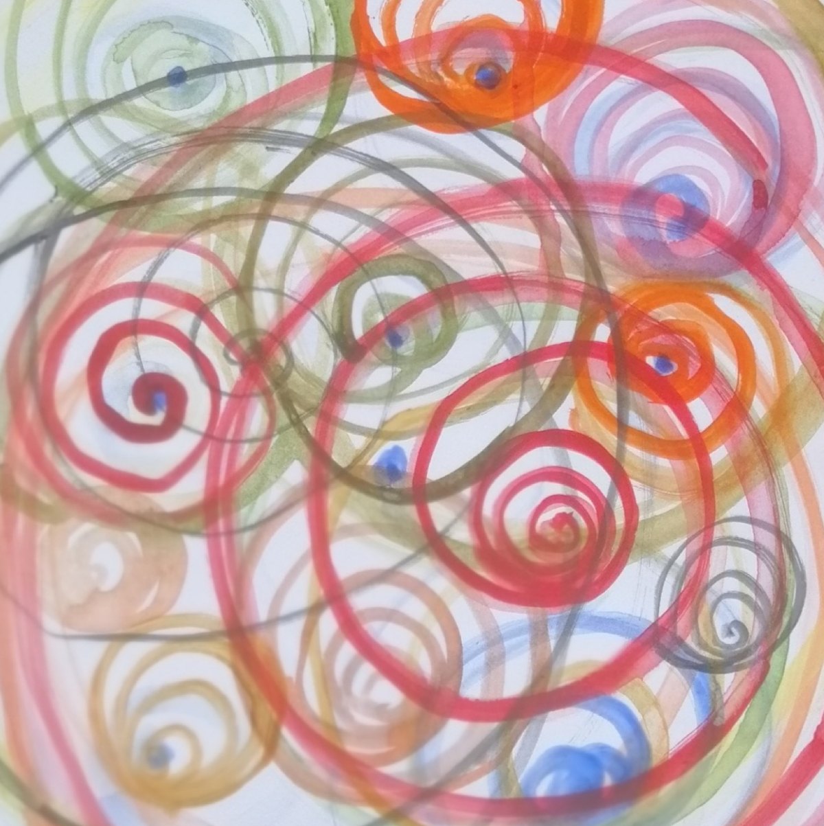 Acuarela de espirales pintada a mano por Carolina Jiménez
